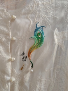 【尘烟醉】非遗绒花凤尾胸针。中式古风配饰。