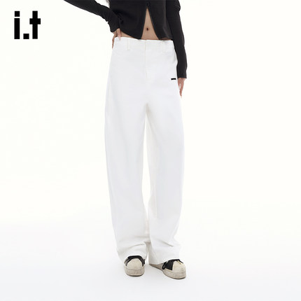 it:GROUNDZERO时尚百搭休闲长裤直筒宽松阔腿休闲裤显瘦美式复古