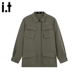 复古宽松百搭小众翻领夹克多口袋工装 i.t GROUNDZERO美式 外套女