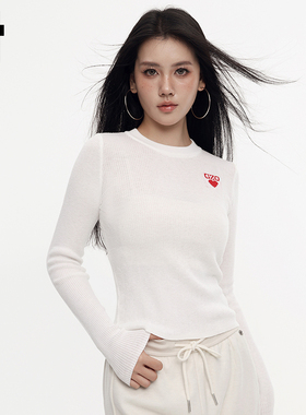 GROUNDZERO初秋小众显瘦街头打底白色基础气质长袖毛衣针织衫女