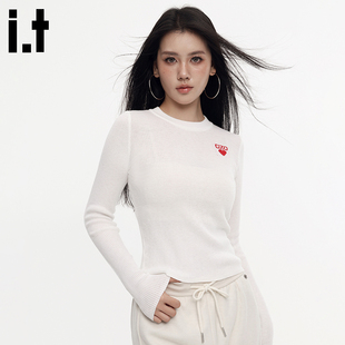 GROUNDZERO初秋小众显瘦街头打底白色基础气质长袖毛衣针织衫女