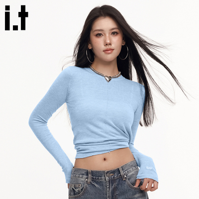 GROUNDZERO初秋小众显瘦街头甜纯色个性气质长袖毛衣针织衫女