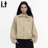 翻领飞行员夹克短款 i.tGROUNDZERO美式 设计感复古工装 休闲上衣
