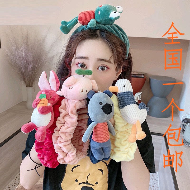 可爱卡通敷面膜洗脸束发带少女风舒适宽边毛绒发箍女生网红头饰图片