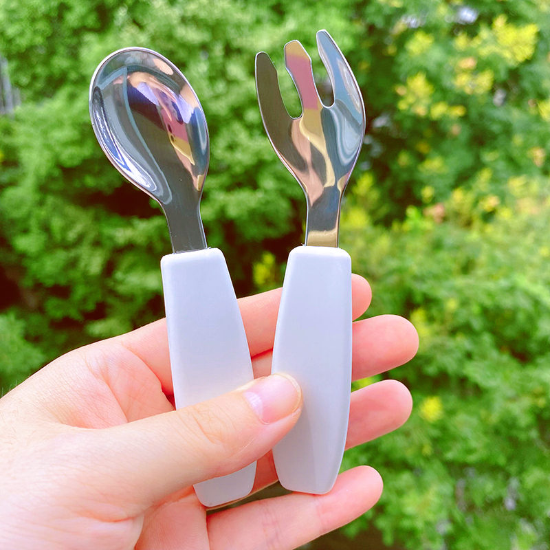 日本richell利其尔宝宝不锈钢叉勺餐具套装羹匙餐具带盒