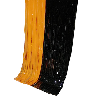 黑色橘黄雨丝帘婚庆门帘生日婚礼舞台拍照背景墙万圣节晚会装饰