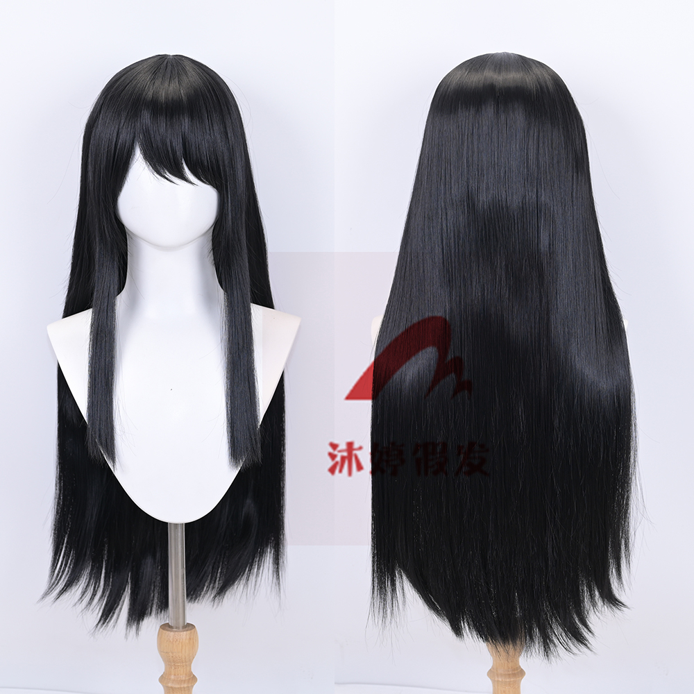 沐婷 银魂 桂小太郎cosplay假发 黑色长直发高温丝