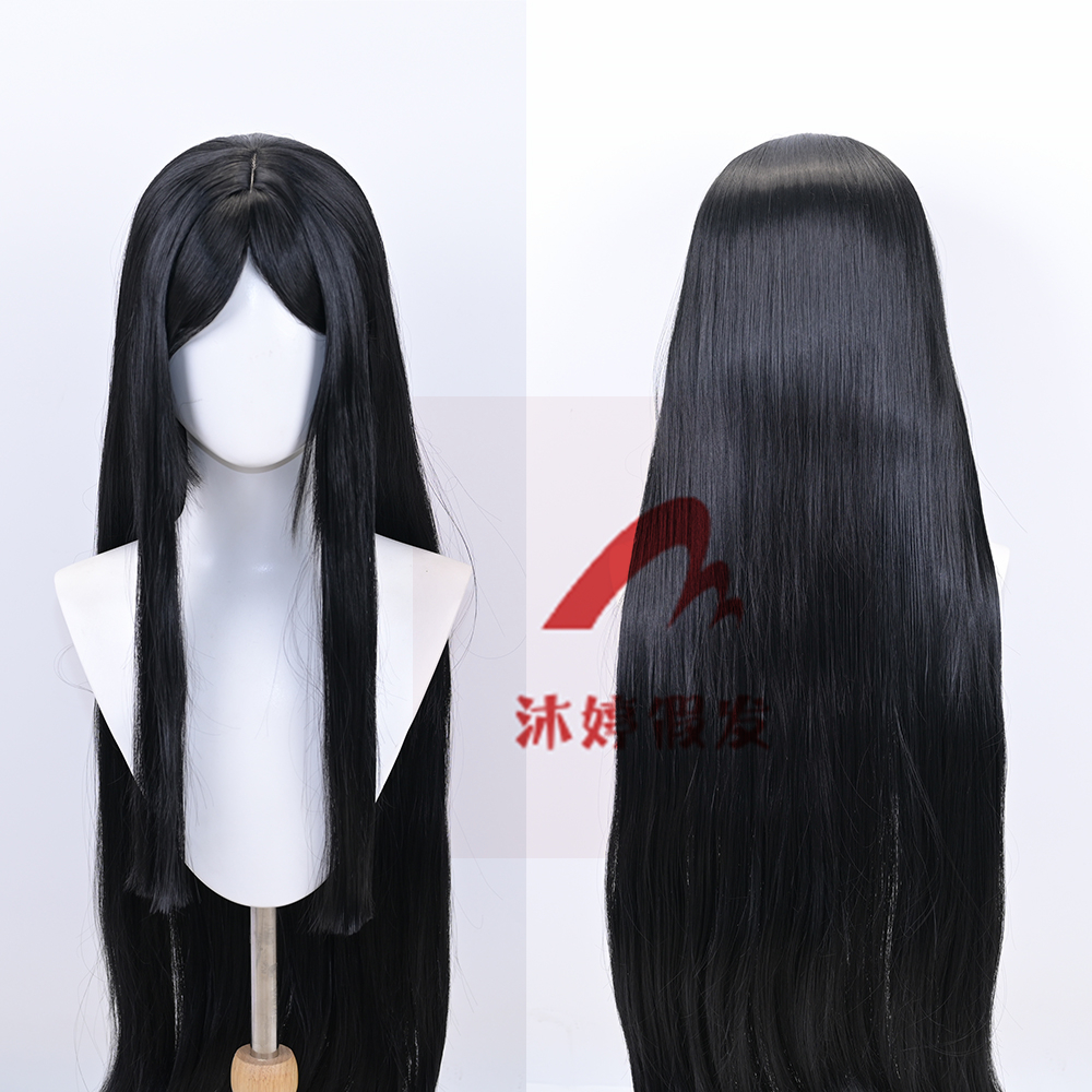 沐婷 超自然行动组 爱丽丝cos假发 黑色长直发 中分头皮顶
