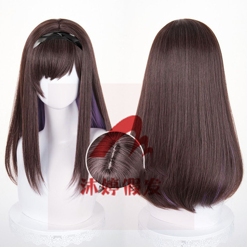 沐婷 明日方舟 普瑞赛斯cos假发 特调棕红内拼灰紫色