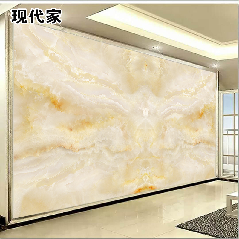 客厅电视背景墙壁画墙布现代仿大理石纹3d暖色壁纸无缝影视墙壁布