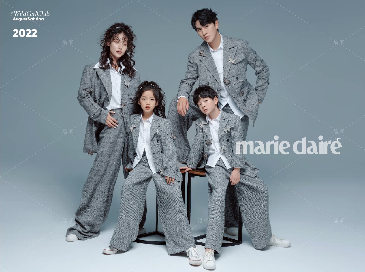 儿童摄影服装灰色西装时尚街拍杂志风格亲子装帅气潮爸时尚辣妈