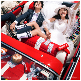 时尚婚纱摄影道具外景旅拍个性写真拍照道具美金钞票喷撒吐钱枪机