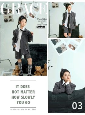儿童摄影服装女童西装套装影楼拍照主题10-12岁写真照走秀表演服