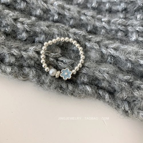 925纯银女款小花弹力戒指