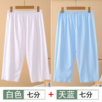 Pajama pants, women's pure cotton capri pants, large-sized loose casual pants for middle-aged and elderly people at home, all-cotton thin air-conditioned shorts, summer thumbnail 4