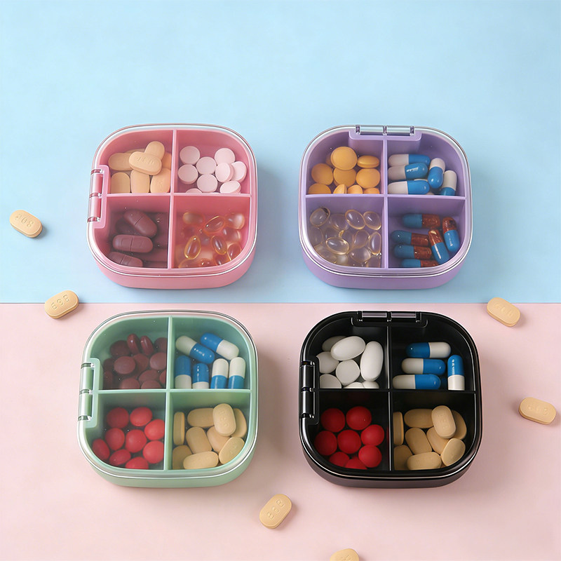 4格药盒饭前饭后一日三餐分装小药盒便携分开式药丸药片盒子随身,收纳整理,药盒,淘宝优惠券,粉丝福利购,淘宝优惠卷