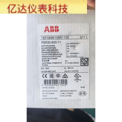 ABB软启动器PSR30-600-11全新1SFA896109R1100原装拍前议价