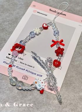 手机链高级感链条短款挂链相机挂件手腕挂绳珠串挂饰KT猫手腕绳