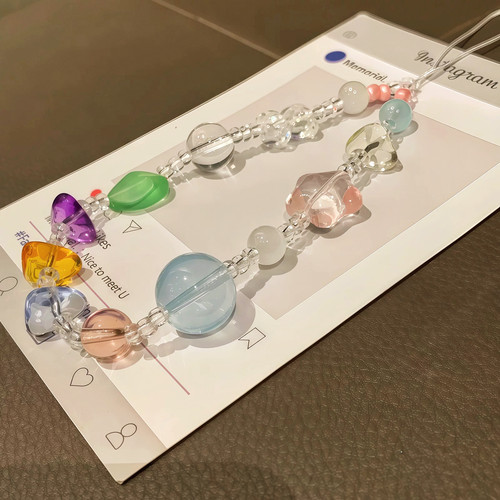 Grip Grace创意彩水晶百搭手机挂绳短链小熊星星包包挂件防丢款