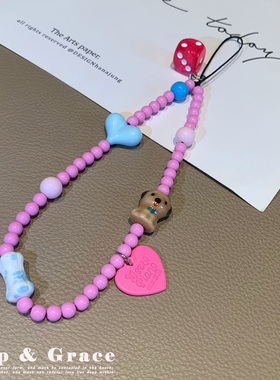 手机挂绳挂件手腕绳卡通手机壳送闺蜜可爱小众短款粉嫩少女挂绳