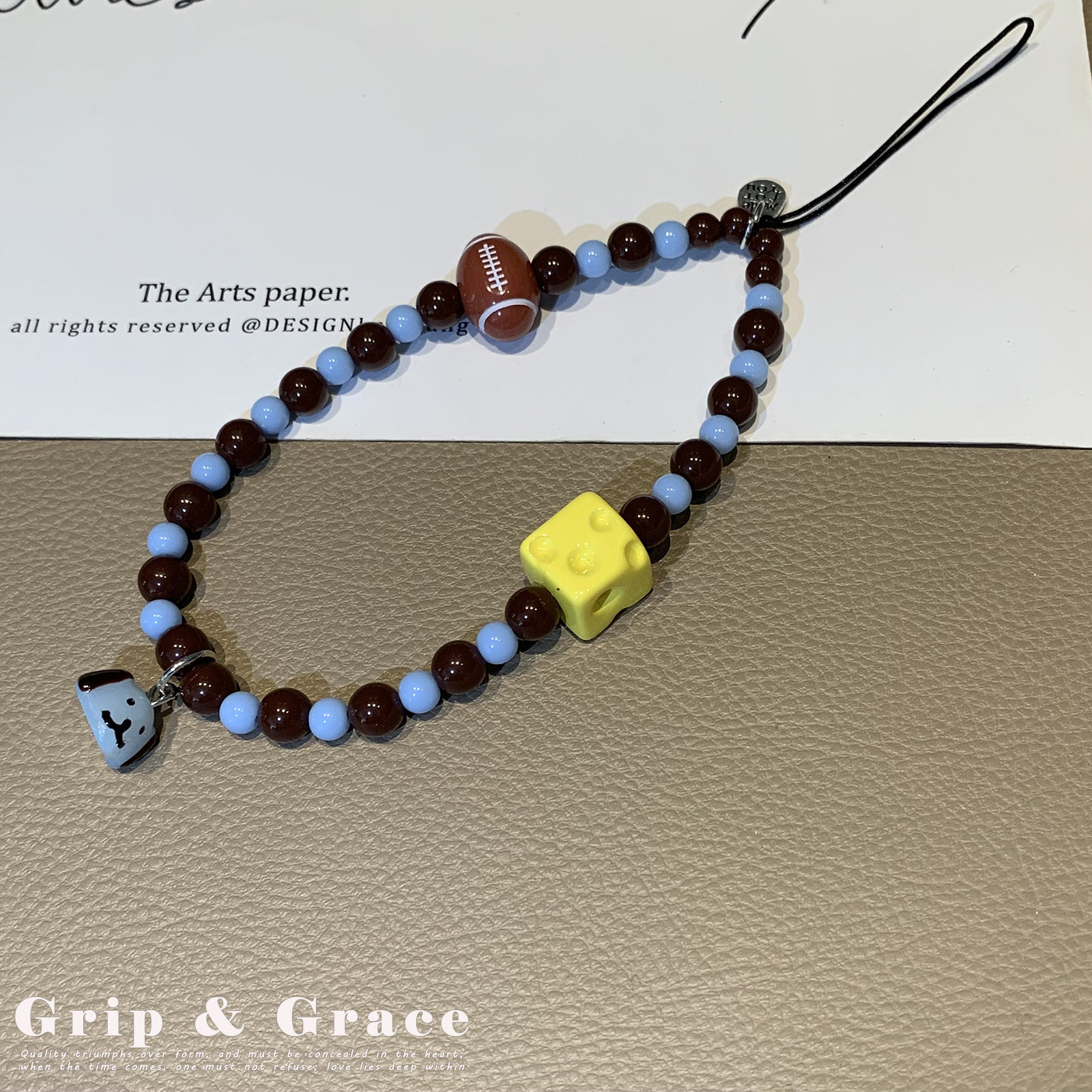 原创相机挂件手作橄榄球小众手机挂绳手机链便携挂绳防丢手机挂件