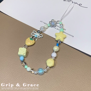 夏日多巴胺彩色串珠手机链挂绳可爱花朵星星挂件ccd相机挂饰配饰