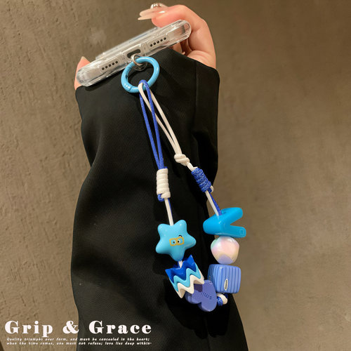 GripGrace超好看卡通串珠清新手机壳手腕链夹片款结实手提短款女