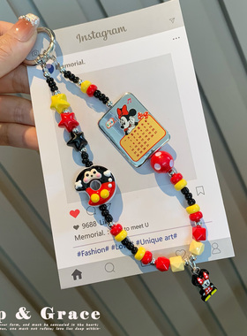 可爱串珠个性创意百搭饰品新款链条挂链装饰女卡通包包挂件钥匙扣