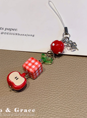 可爱苹果钥匙扣挂件少女心手机链包挂件手机挂件配饰钥匙扣链挂饰