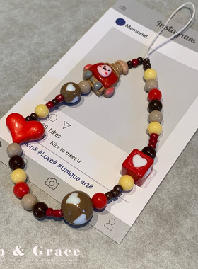 手机链可爱表情可口瓶手工串珠链挂饰手腕ccd相机书包手机壳挂绳