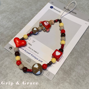 手机链可爱表情可口瓶手工串珠链挂饰手腕ccd相机书包手机壳挂绳