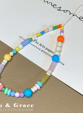 ccd可爱手机链挂饰小众相机挂链多巴胺彩色手机壳挂绳diy手机挂链