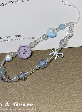 ins风串珠手机链挂件少女心水晶珠子手机挂绳可爱装饰手链小众女