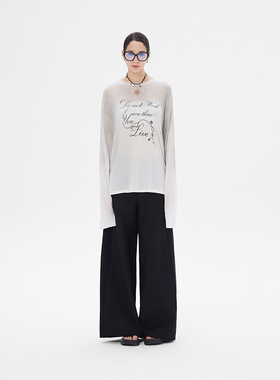 SNU 兰精天丝圆领长袖T恤女春夏慵懒风宽松显瘦轻薄微透罩衫上衣