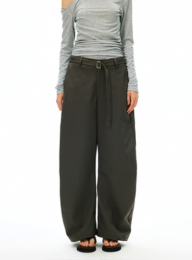 SHALL NOT UNTRUE弯刀西装裤女高级感复古垂感休闲阔腿宽松香蕉裤