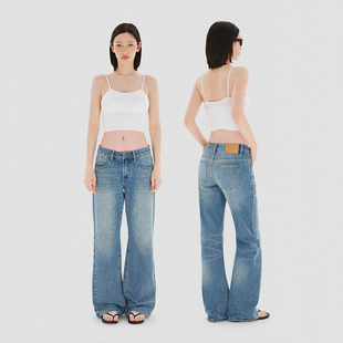 女垂感休闲百搭宽松直筒裤 SHALL 复古水洗阔腿牛仔裤 UNTRUE NOT