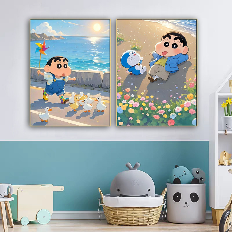 蜡笔小新卡通动漫儿童房免打孔装饰画卧室床头挂画 男孩房间墙画,家居饰品,现代装饰画,淘宝优惠券,粉丝福利购,淘宝优惠卷