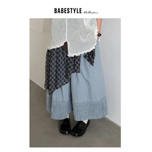边九分休闲裤 BABESTYLE 艺术褶皱肌理裤 日式 夏日海浪 YAN