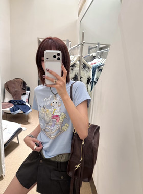 BABESTYLE｜LEMO CHAN “骑马女孩”首尔简约卡通印花圆领短袖T