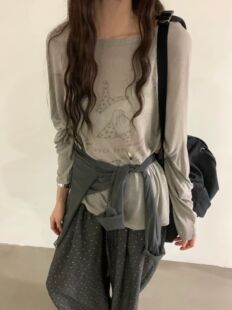 BABESTYLE|umbriel 首尔轻亚风沙滩比基尼罩衫印花长袖面膜T恤