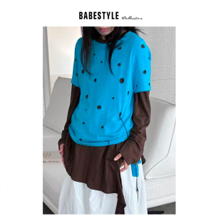 BABESTYLE |“无限可能性” YAN 小众百搭趣味破洞洞叠穿短袖T