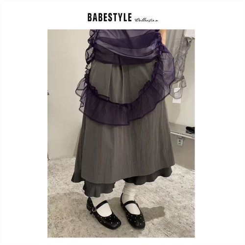 BABESTYLE |“自带氛围感” UNTime 首尔简约双层裙摆木耳边裙裤