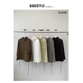 BABESTYLE 上衣 设计感不对称线条连帽德绒打底衫 柠檬果 日式