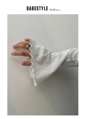 BABESTYLE | 超美的波浪花边~首尔木耳边小高领柔软百搭宽松打底T