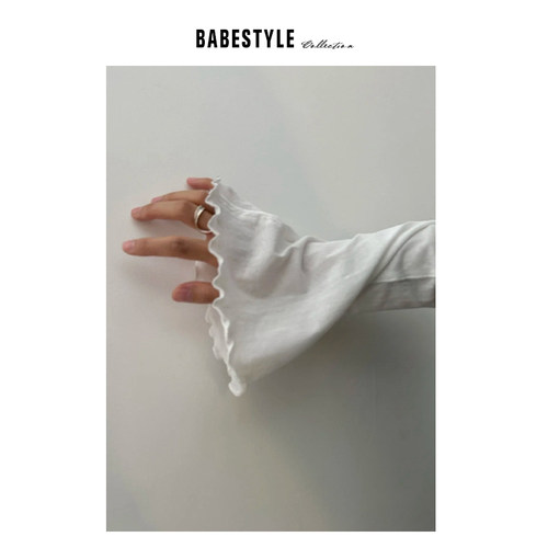 BABESTYLE | 超美的波浪花边~首尔木耳边小高领柔软百搭宽松打底T