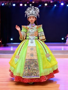 现货135规格女童彝族苗族瑶族畲族普米族歌唱演出服配送头饰可选