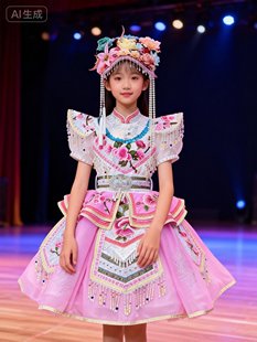 原创140规格少数民族演出服女童独唱苗族彝族白族舞台清江小阿妹