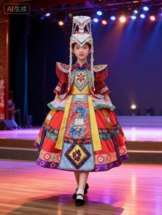 现货130规格快乐阳光歌曲畲族演出服不撞衫限量版民族服女童礼服