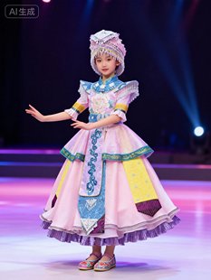 现货原创140规格少数民族演出服女童独唱礼服苗族羌族哈尼族礼服