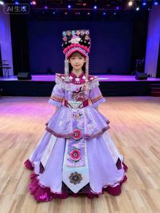 原创现货140规格少数民族歌曲独唱礼服女童苗族羌族布依族表演服